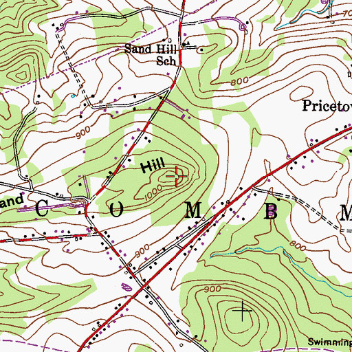 Topographic Map of Sand Hill, PA