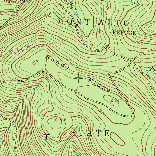 Topographic Map of Sandy Ridge, PA
