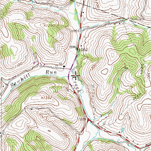 Topographic Map of Sawhill Run, PA