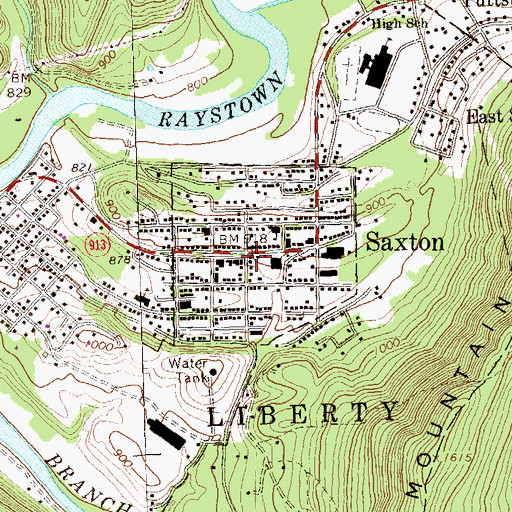 Topographic Map of Saxton, PA