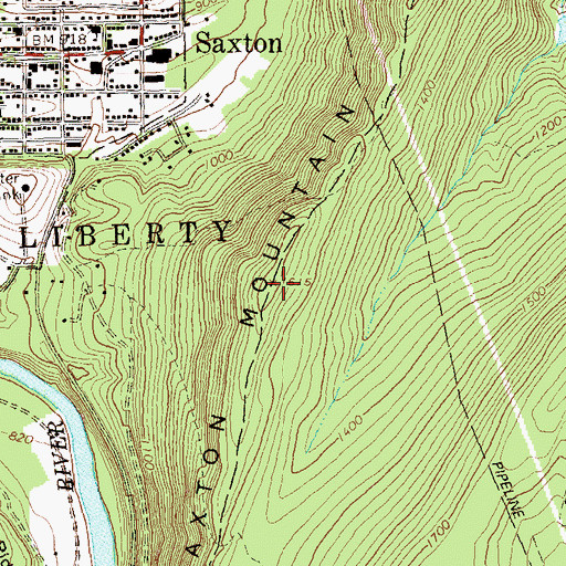 Topographic Map of Saxton Mountain, PA