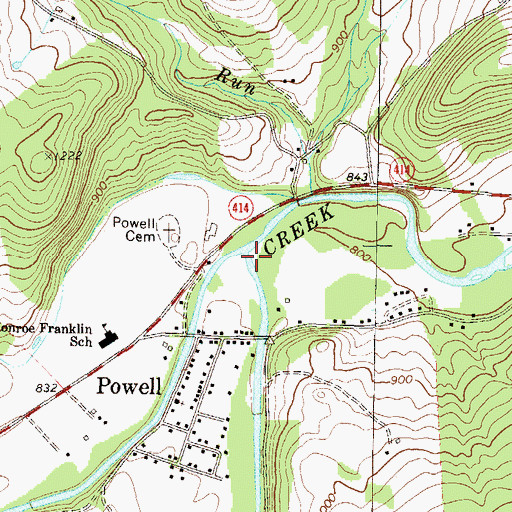 Topographic Map of Schrader Creek, PA