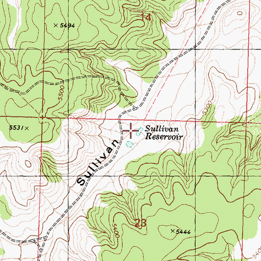 Topographic Map of Sullivan Reservoir, AZ