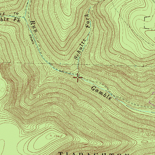 Topographic Map of Schultz Fork, PA