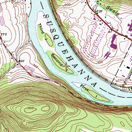 Topographic Map of Second Island, PA