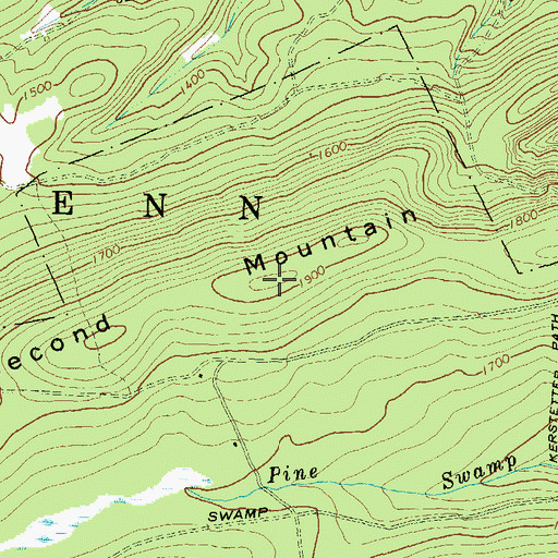 Topographic Map of Second Mountain, PA