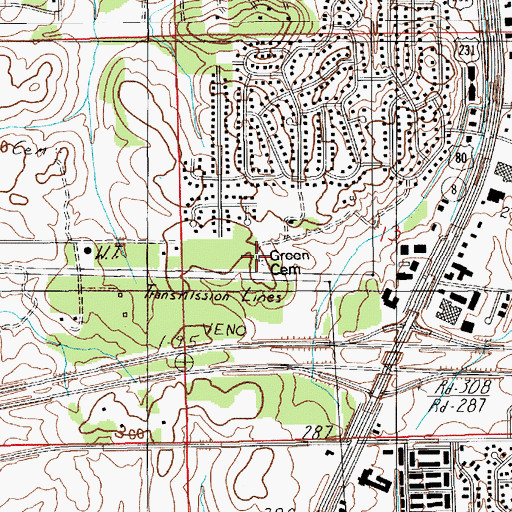 Topographic Map of Green Cemetery, AL