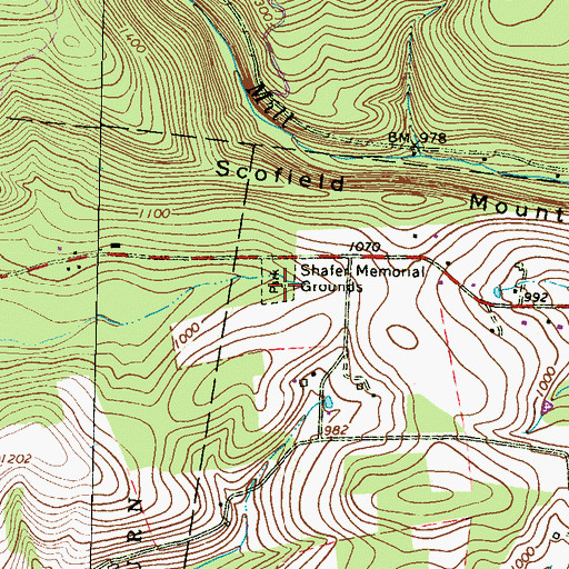 Topographic Map of Shafer Memorial Grounds, PA
