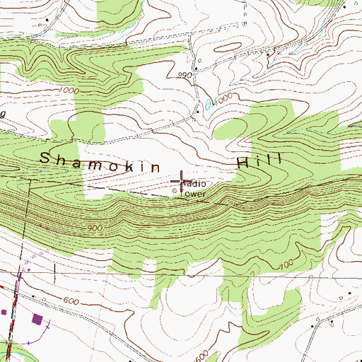 Topographic Map of Shamokin Hill, PA
