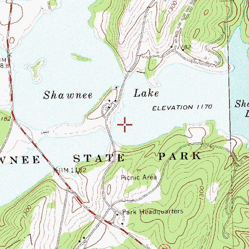Topographic Map of Shawnee Lake, PA