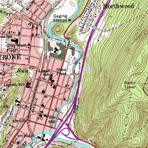 Topographic Map of Shea Field, PA