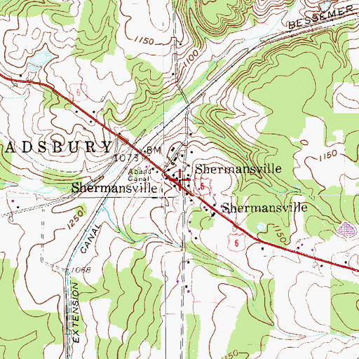 Topographic Map of Shermansville, PA