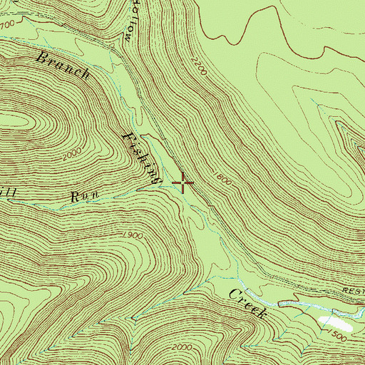 Topographic Map of Shingle Mill Run, PA
