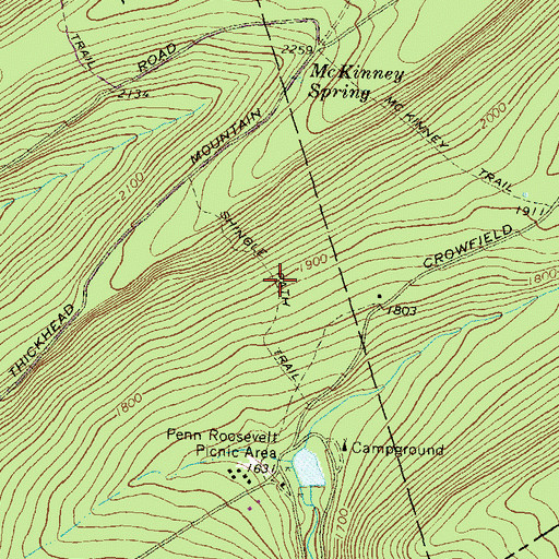 Topographic Map of Shingle Path Trail, PA