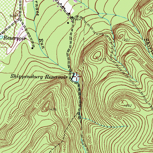 Topographic Map of Shippensburg Reservoir, PA