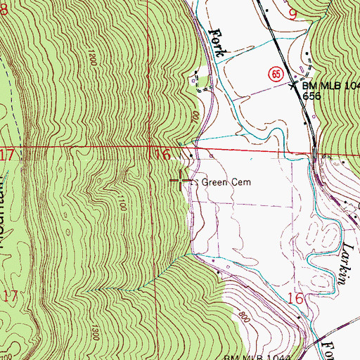 Topographic Map of Green Cemetery, AL