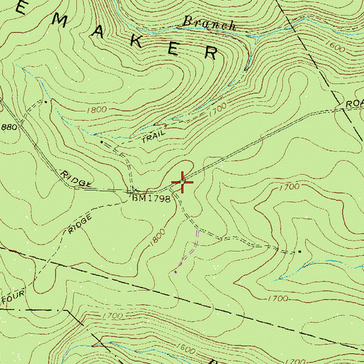 Topographic Map of Shoemaker Ridge, PA