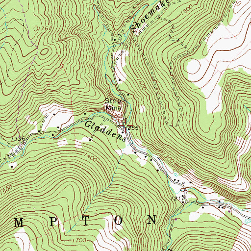 Topographic Map of Shoemaker Run, PA