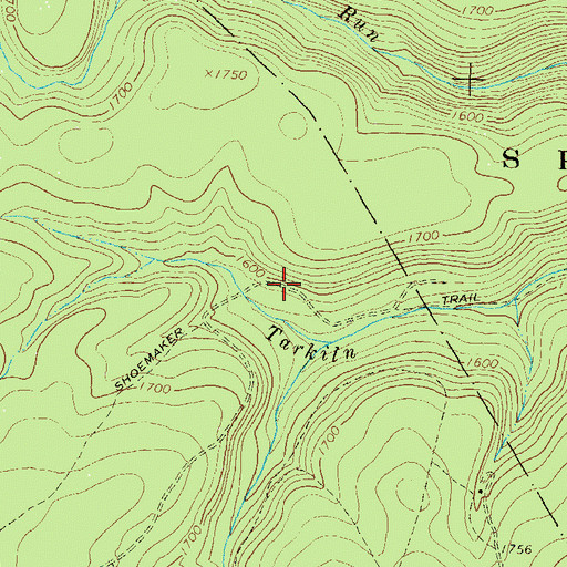 Topographic Map of Shoemaker Trail, PA