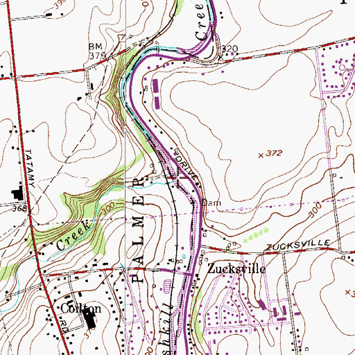 Topographic Map of Schoeneck Creek, PA