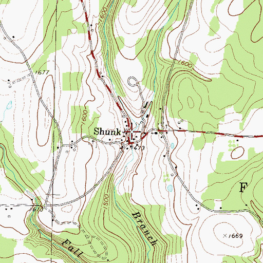 Topographic Map of Shunk, PA