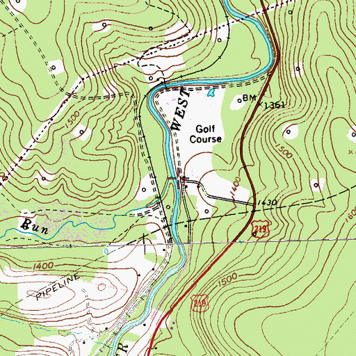 Topographic Map of Shryock Run, PA