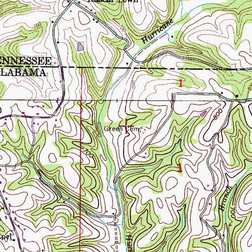 Topographic Map of Green Cemetery, AL