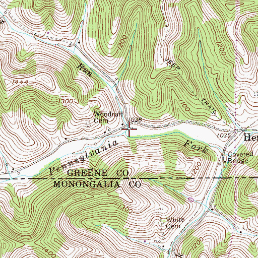 Topographic Map of Six Run, PA