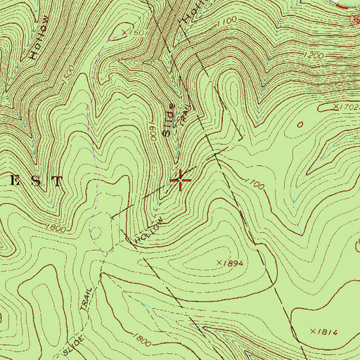 Topographic Map of Slide Hollow Trail, PA