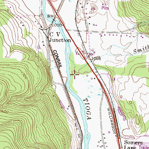 Topographic Map of Smith Creek, PA