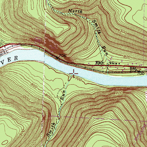 Topographic Map of Smith Run, PA