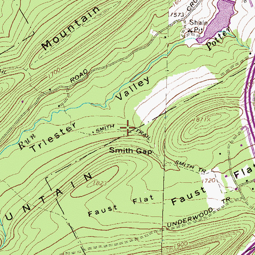 Topographic Map of Smith Trail, PA