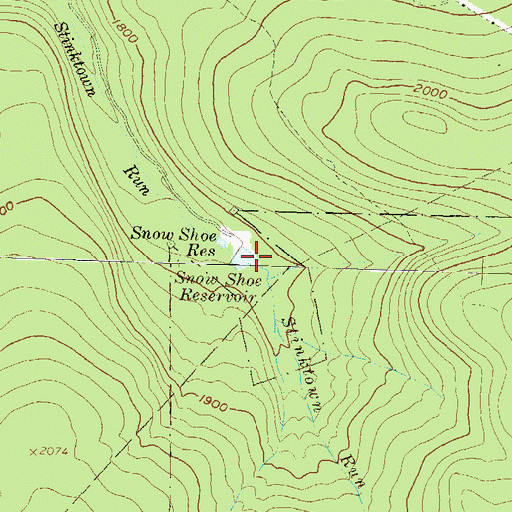 Topographic Map of Snow Shoe Reservoir, PA