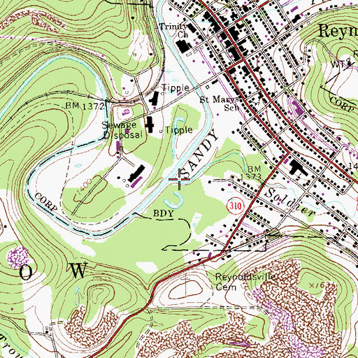 Topographic Map of Soldier Run, PA