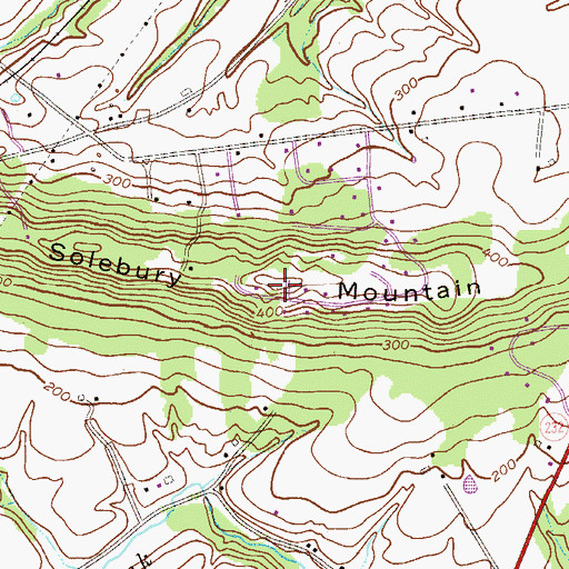 Topographic Map of Solebury Mountain, PA