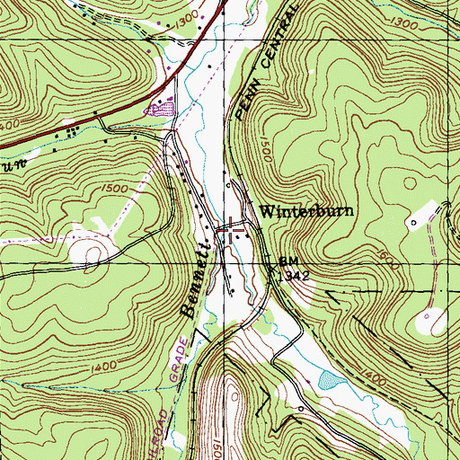 Topographic Map of South Branch Bennett Branch, PA