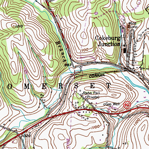 Topographic Map of South Branch Pigeon Creek, PA