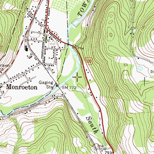 Topographic Map of South Branch Towanda Creek, PA