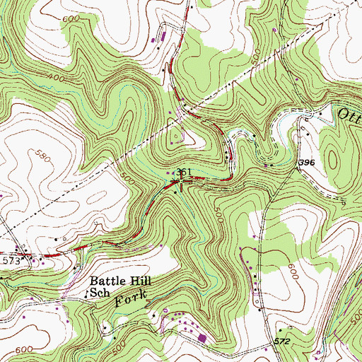 Topographic Map of South Fork Otter Creek, PA