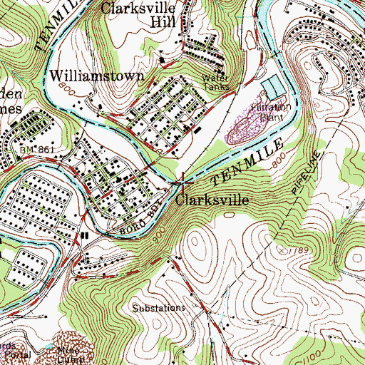 Topographic Map of South Fork Tenmile Creek, PA