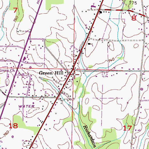 Topographic Map of Green Hill, AL
