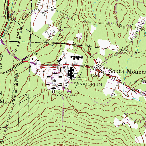 Topographic Map of South Mountain Restoration Center, PA