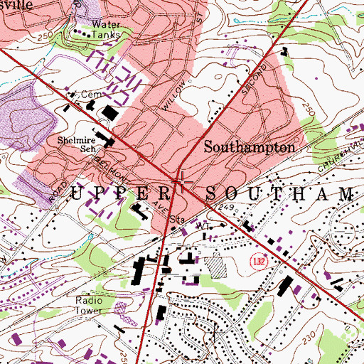 Topographic Map of Southampton, PA
