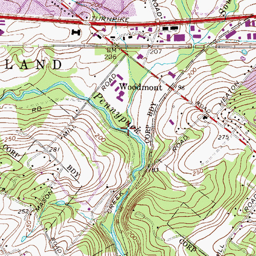 Topographic Map of Southampton Creek, PA