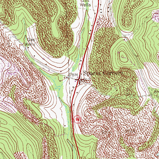Topographic Map of Spaces Corners, PA