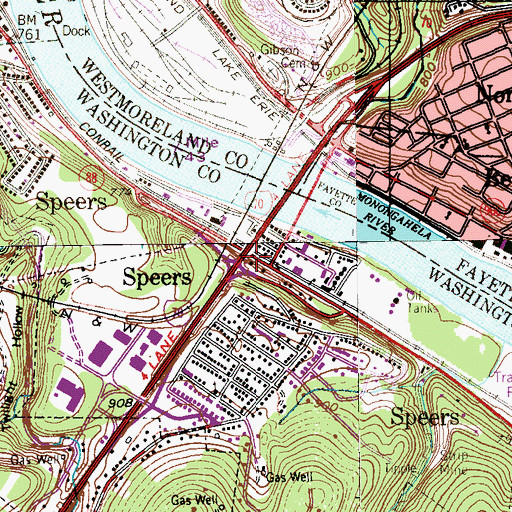 Topographic Map of Speers, PA