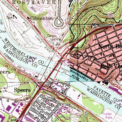 Topographic Map of Speers Run, PA