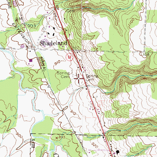 Topographic Map of Spring Cemetery, PA
