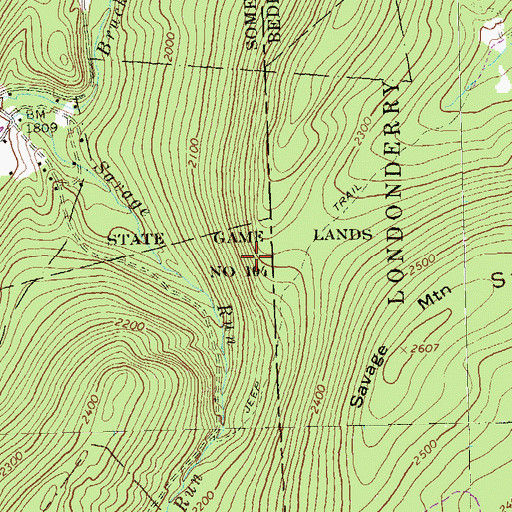 Topographic Map of State Game Lands Number 104, PA