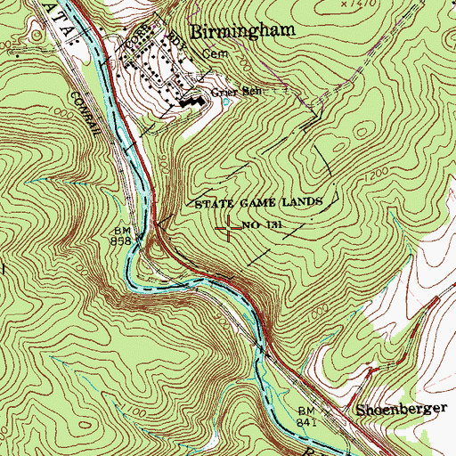 Topographic Map of State Game Lands Number 131, PA